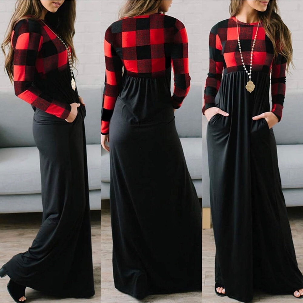 Plaid Tartan Buffalo Checker Maxi Dress